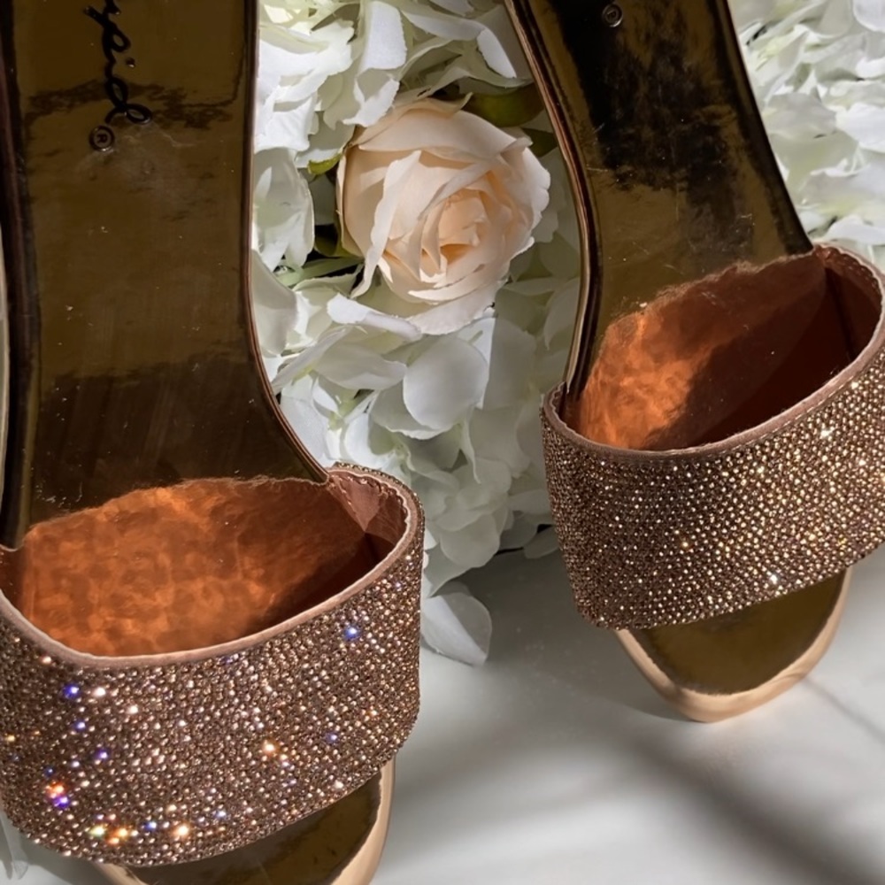 rose gold slide sandals